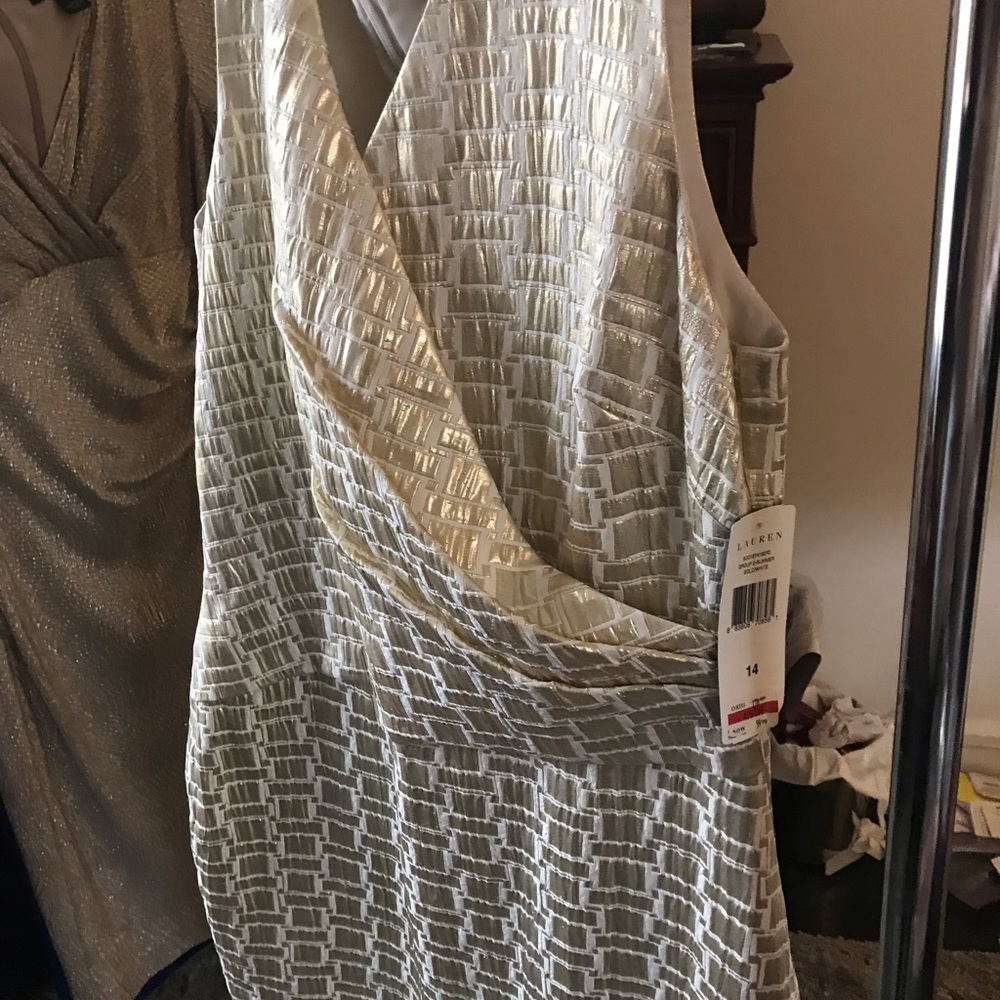 Ralph Lauren ivory/gold wrap dress Sz 14